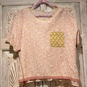 NWOT Madewell Button-Back Top Jaipur Floral /Indigo Floral Golden Meadow 3X/